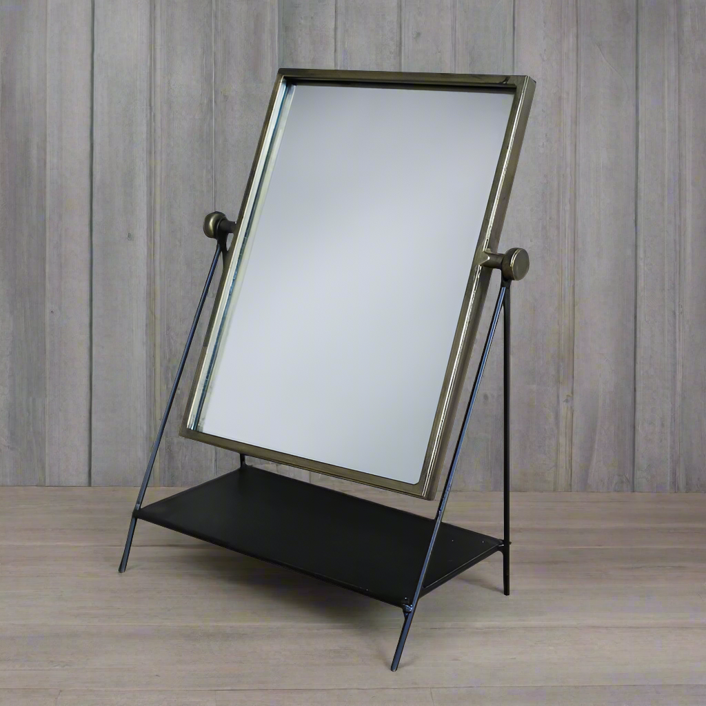A small cheval mirror, the perfect size for a bedroom with an industrial touch.