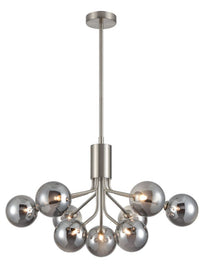 Smoked Glass Globe 9 Ball Light - Satin Nickel