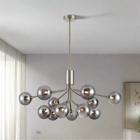 Smoked Globe 12 Ball Light - Satin Nickel