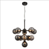 The scale of this 11 ball light makes a huge statement in any room, the matt metalwork and the smoked glass on the globe lights add sophistication and glamour.