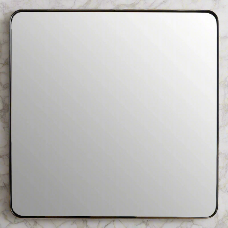 Square Black Framed Mirror 70 x 70 cm