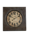 A great square metal encased 'art deco' styled clock, inscribed with 'Antiquities du Paris' a retro clock with an distressed, aged face to give a vintage air.&nbsp; This is clock resonates with a 1930's station appeal and would work really well on a kitchen wall, in a dining room, hall and even a special place in the living room.&nbsp; Also a wonderful clock in a cafe, restaurant or commercial space.