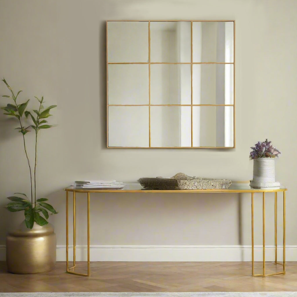 Square Gold Window Mirror 95 cm x 95 cm