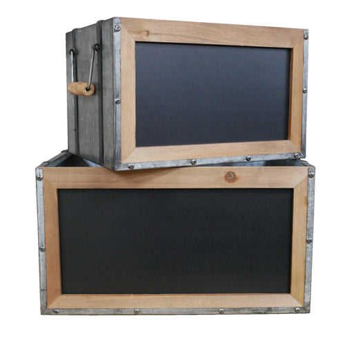 Set of 2  Storage Boxes With Chalkboard