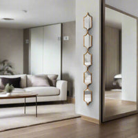 A very tall and narrow mirror perfect for any space in need of glamour in a living room