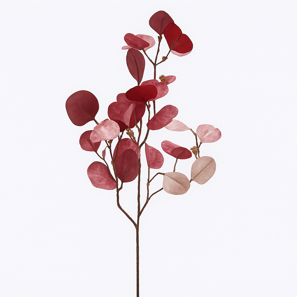 Elegant Deep Pink Eucalyptus Stem Faux Floral Decor
