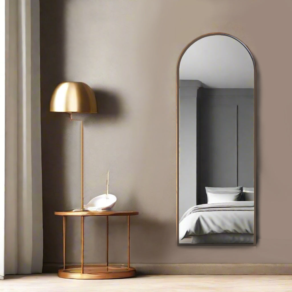 Tall Arched Aged Bronze Finish Mirror - 170 cm