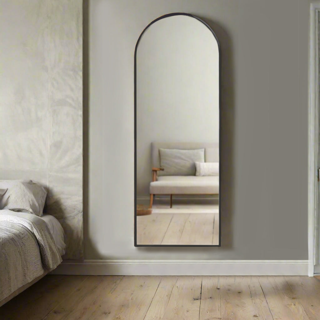 Tall Black Arched Mirror 170 cm x 65 cm