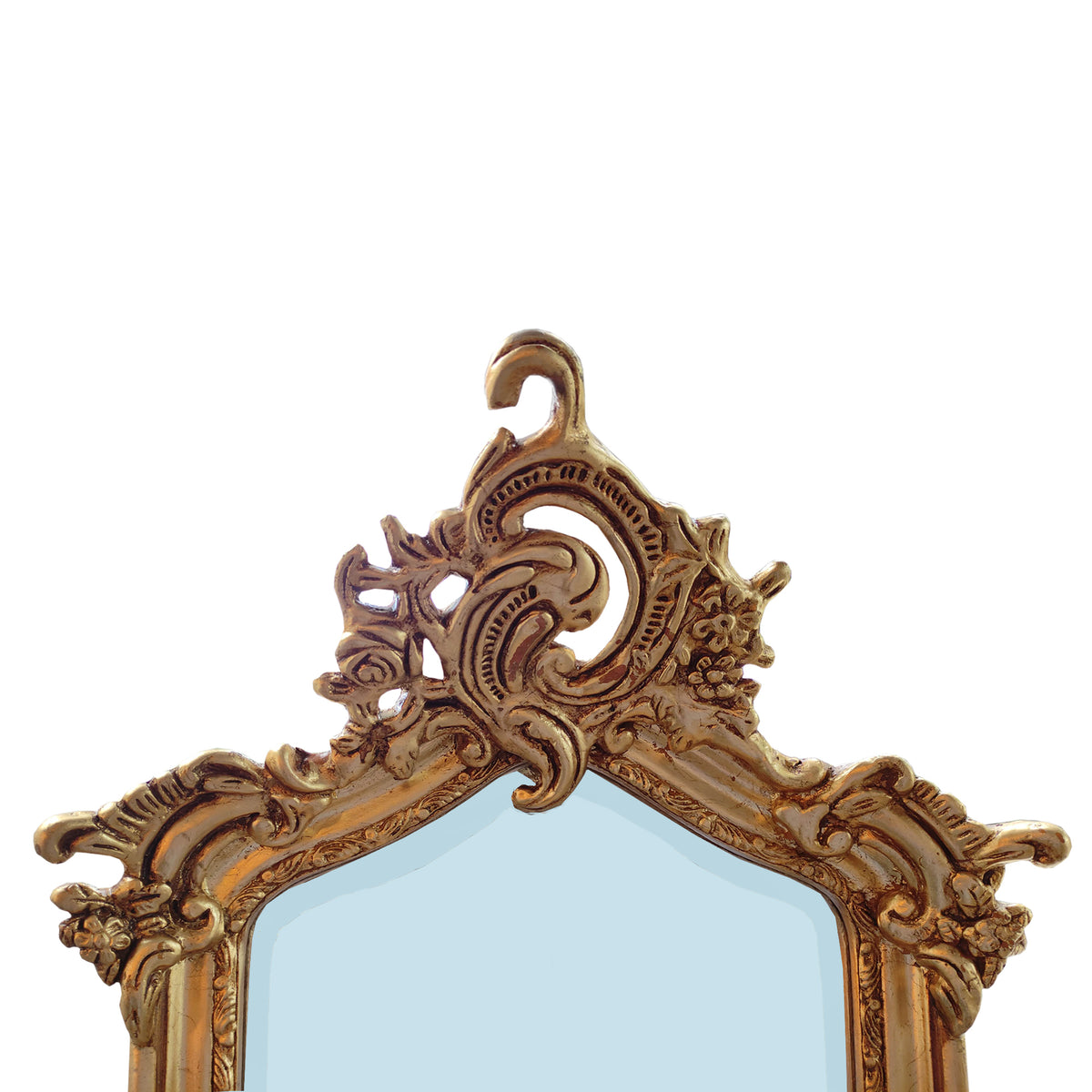 Tall giltwood mirror with ornate swag. A classic gold dressing mirror, tall and narrow, perfect in a hall, entry way, bedroom or dressing room. The gilt swag decoration to the top of this mirror adds to the grandeur of this piece. Crafted and carved from solid wood with a rich gilt finish, a really luxurious addition to your room. Ideal in a bedroom to add light and perspective and a perfect dressing room mirror.