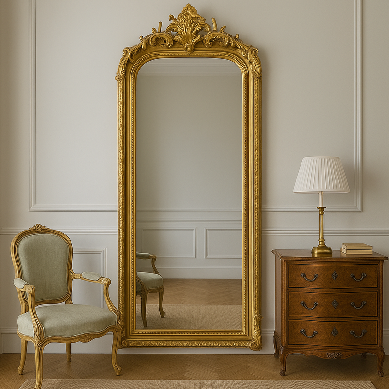 Extra Tall Gilt Ornate Mirror 224 x 116 cm