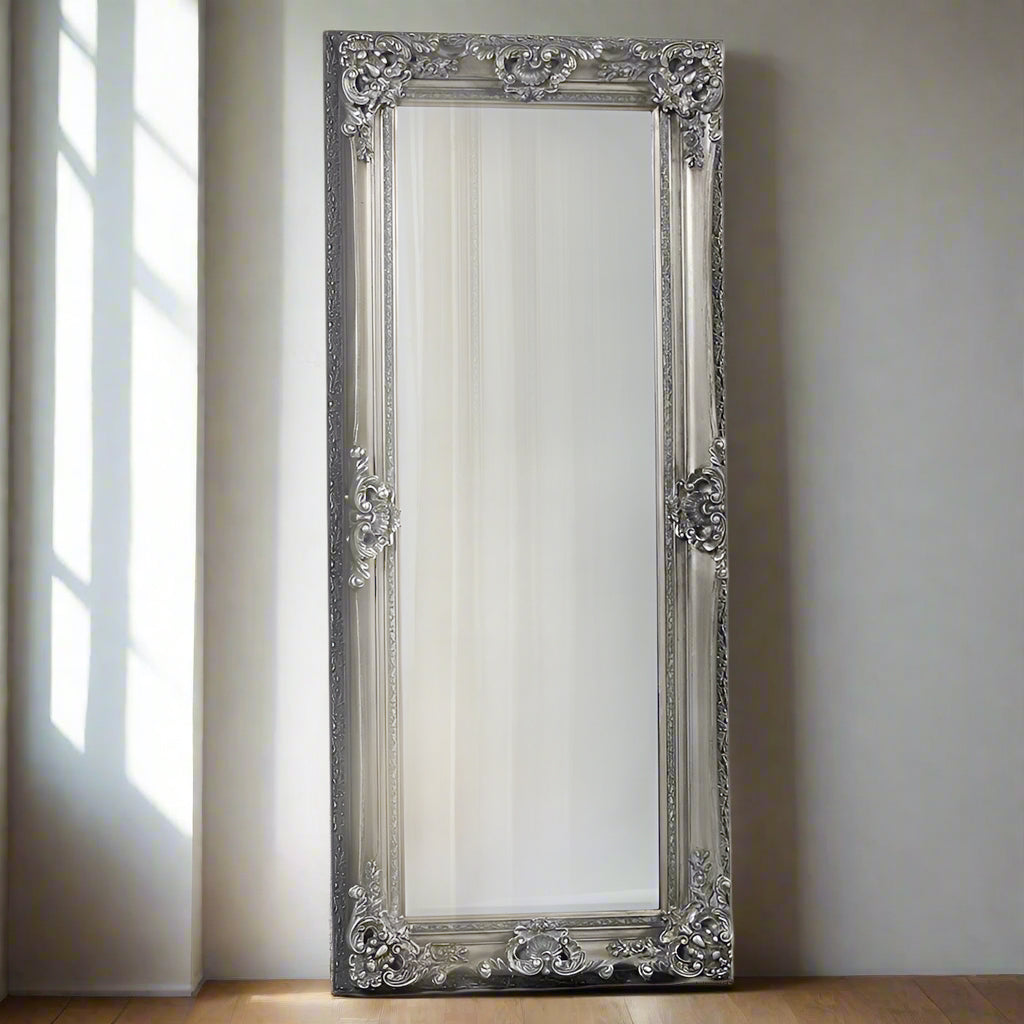 Tall Ornate Gunmetal Silver Mirror 195 cm x 85 cm