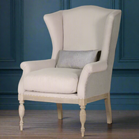 Taupe Linen Wing Chair