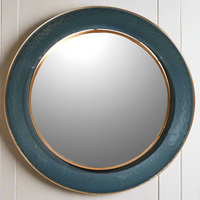 Round Teal Metal Mirror 88 cm