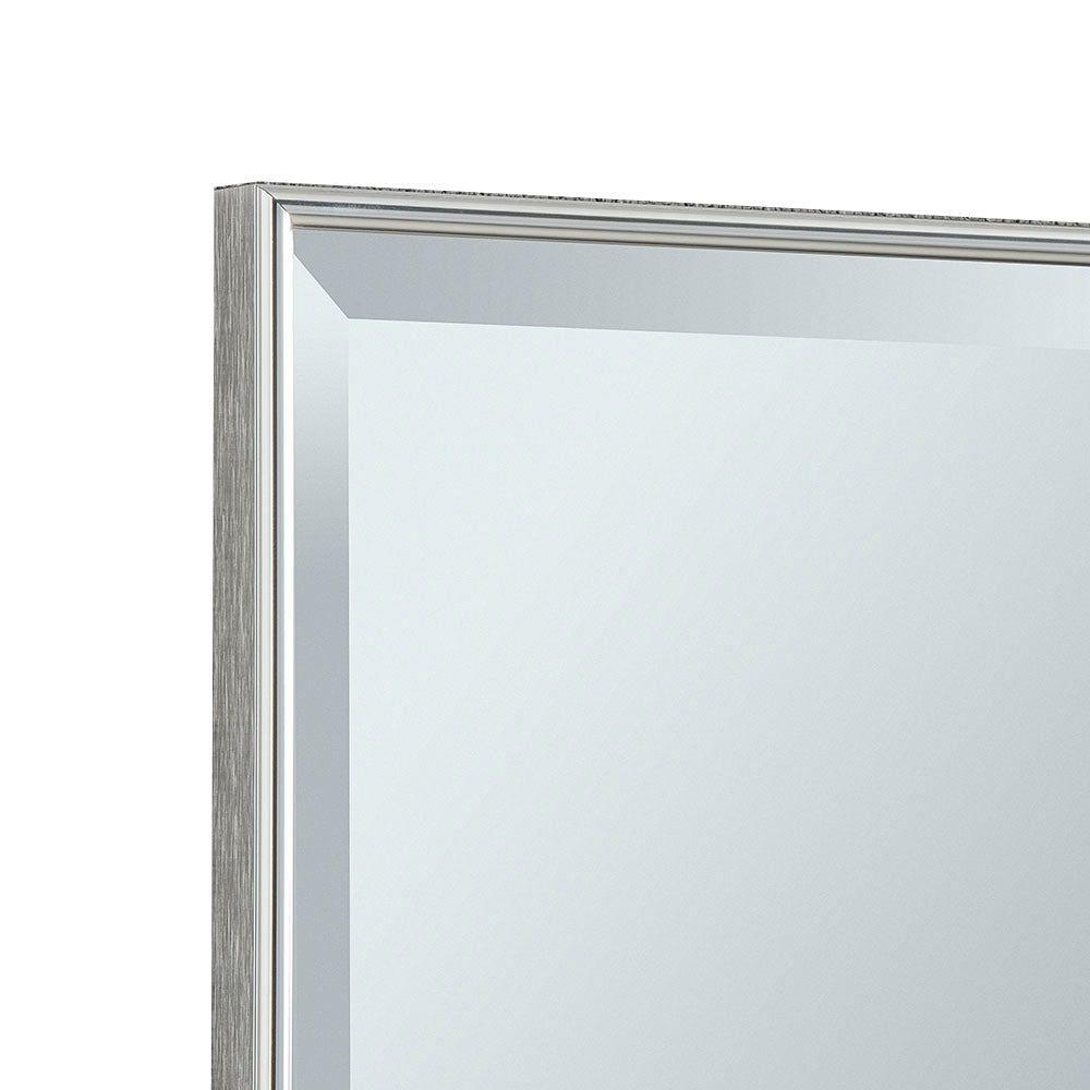 Stunningly simple mirror with a silver metal minimal frame. The glossy metal border sets off the clear glass mirror to add shine and light to your space. Eight Sizes.
