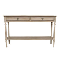 Lime Wash 2 Drawer Wooden Console Table 130 cm