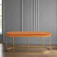 Tobacco Velvet & Gilt Stool 106 cm