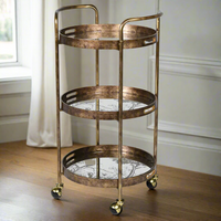 Three Tiered Gilt Drinks Trolley with Mirrored Trays