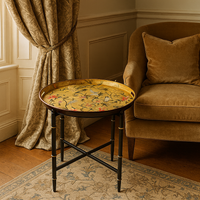 Gilt Metal Tray on Metal Stand Decorated with Birds & Foliage