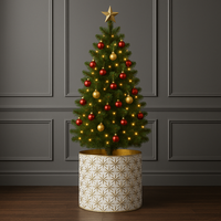 Large Festive White & Gold Metal Container