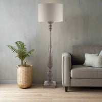 Floor Lamp in Turned Wood 138 cm