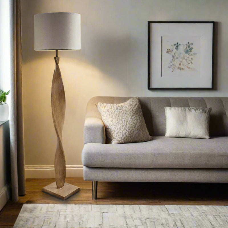 Pale Wooden Floor Lamp