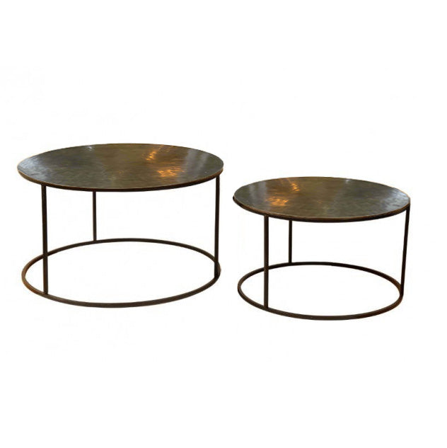 This  low coffee tables would look amazing in an industrial setting especially as the aged metal reflects light which adds a warm rich golden tone.