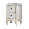 <p>This mirrored bedside table with two draws comes with small metal handles and ample storage.&nbsp; It has very clean simple lines and will make your bedroom feel more glamorous and spacious.</p> <p>H: 73 cm W: 46 cm D: 37 cm</p>