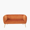 Rust Velvet Sofa 142 cm