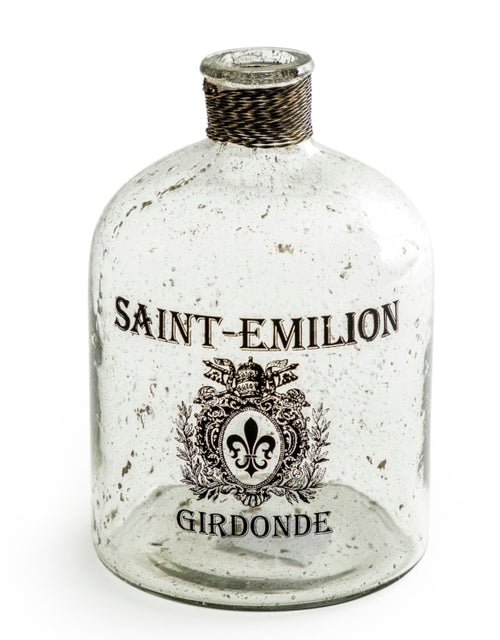 This "Saint Emilion" bubbled glass bottle / vase will add a vintage look to any space.