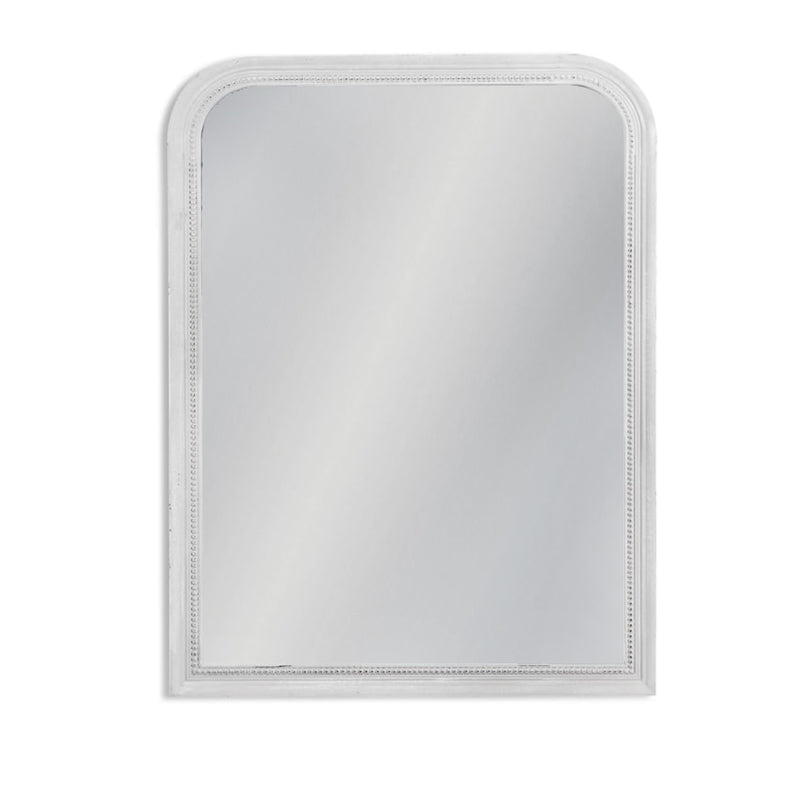 Vintage White Beaded Overmantle Mirror 110 cm x 80 cm