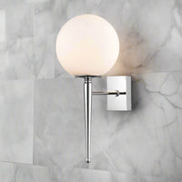 Silver Arm Globe Wall LIght 44cm - IP44