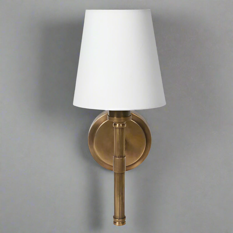 Single Antique Brass Ribbed Wall Light