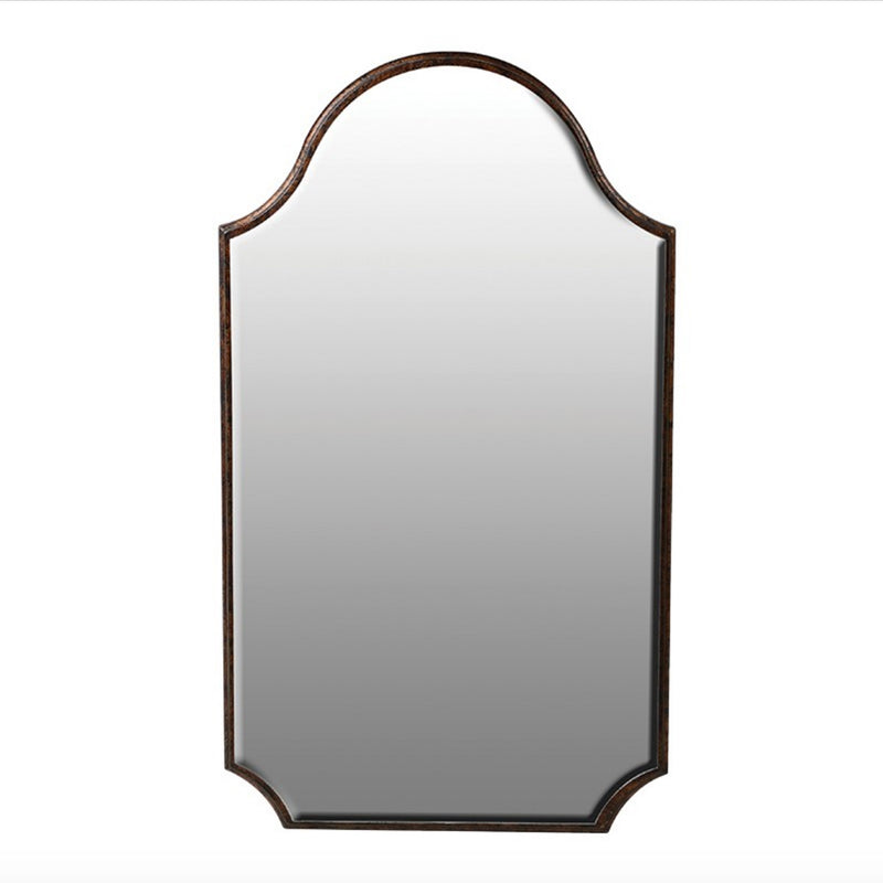 Smaller shaped wall mirror in a bronze metal frame
