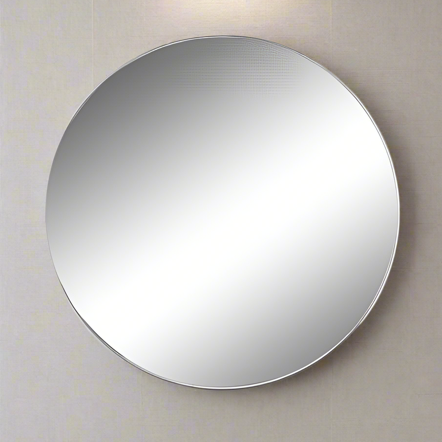 Large Silver Frame Round Mirror - 91 cm