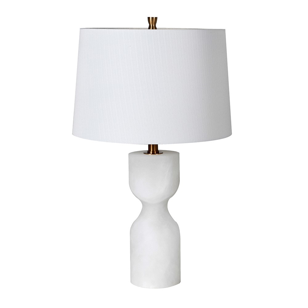 Exceptional white alabaster table lamp with a matching white shade, large size luxurious alabaster.&nbsp;