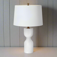 Tall Alabaster Table Lamp With White Shade 64 cm