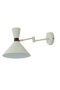 White Conical Wall Light with Swivel Arm - extends to 50cm