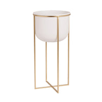 White Metal In Gold Stand Planters