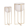 White Metal In Gold Stand Planters