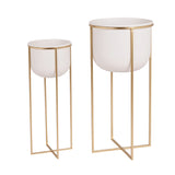 White Metal In Gold Stand Planters