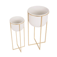 White Metal In Gold Stand Planters