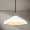 White Pendant Light With Brushed Brass Top 50cm