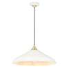 White Pendant Light With Brushed Brass Top 50cm