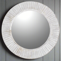 White Rustic Round Mirror 80cm