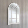 White Wooden Arched Window Mirror  119 cm