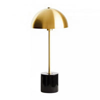 Gilt Metal Dome Lamp on Black Marble Base