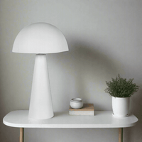 White Metal Table Lamp with Dome Shade