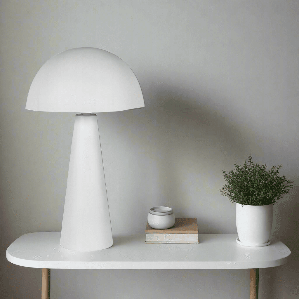 White Metal Table Lamp with Dome Shade