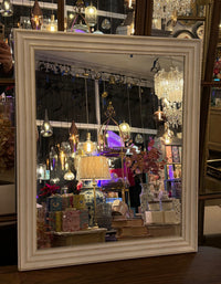 Small White Wooden Framed Rectangular Mirror 47 cm x 57 cm - CLEARANCE