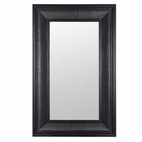 A really chunky framed black wooden mirror in an extra large size.&nbsp; &nbsp;A matte black painted frame, extra large with a sleek modern appearance.&nbsp; The frame has a wood grain feature and a beveled angled profile with a recessed inner border to create a classic elegant look.&nbsp; The mirror is extra large and and can be wall hung or leant against a wall.

H: 210 cm&nbsp; W: 125 cm&nbsp;
